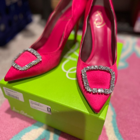 Sam Edelman satin fuschia heels - Picture 1 of 3